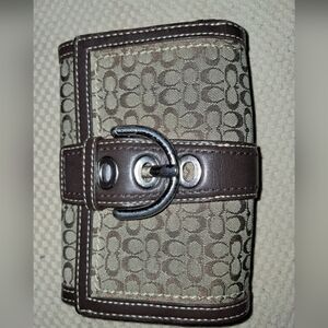 Coach Brown Patterned Buckle Wallet